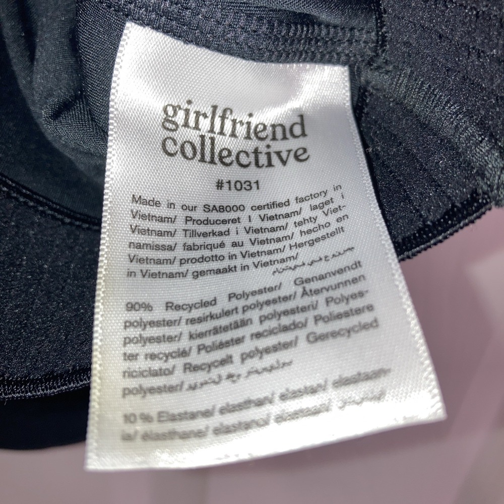 Girlfriend Collective Black Cleo Halter Crop Top Racerback Bra Size‎ M - Picture 7 of 7
